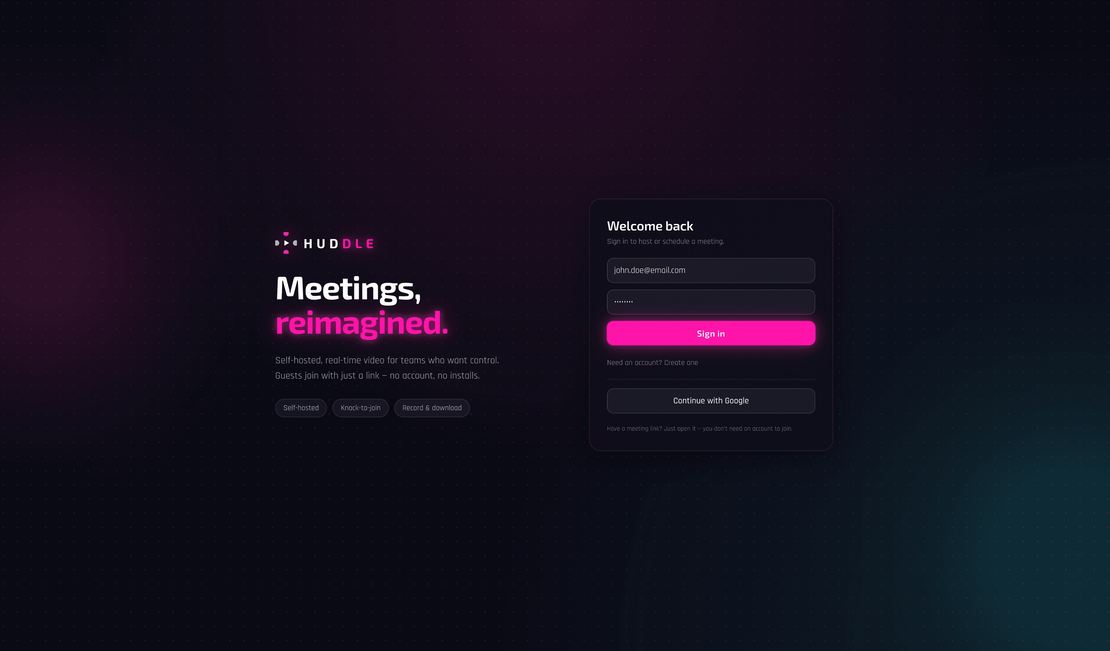 Huddle — Self-Hosted Video Conferencing screenshot 1 of 4
